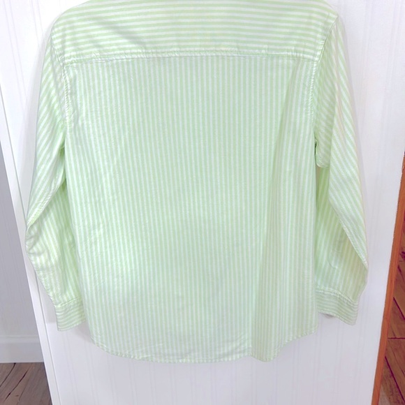 Green and white striped button up shirt - Picture 3 of 4